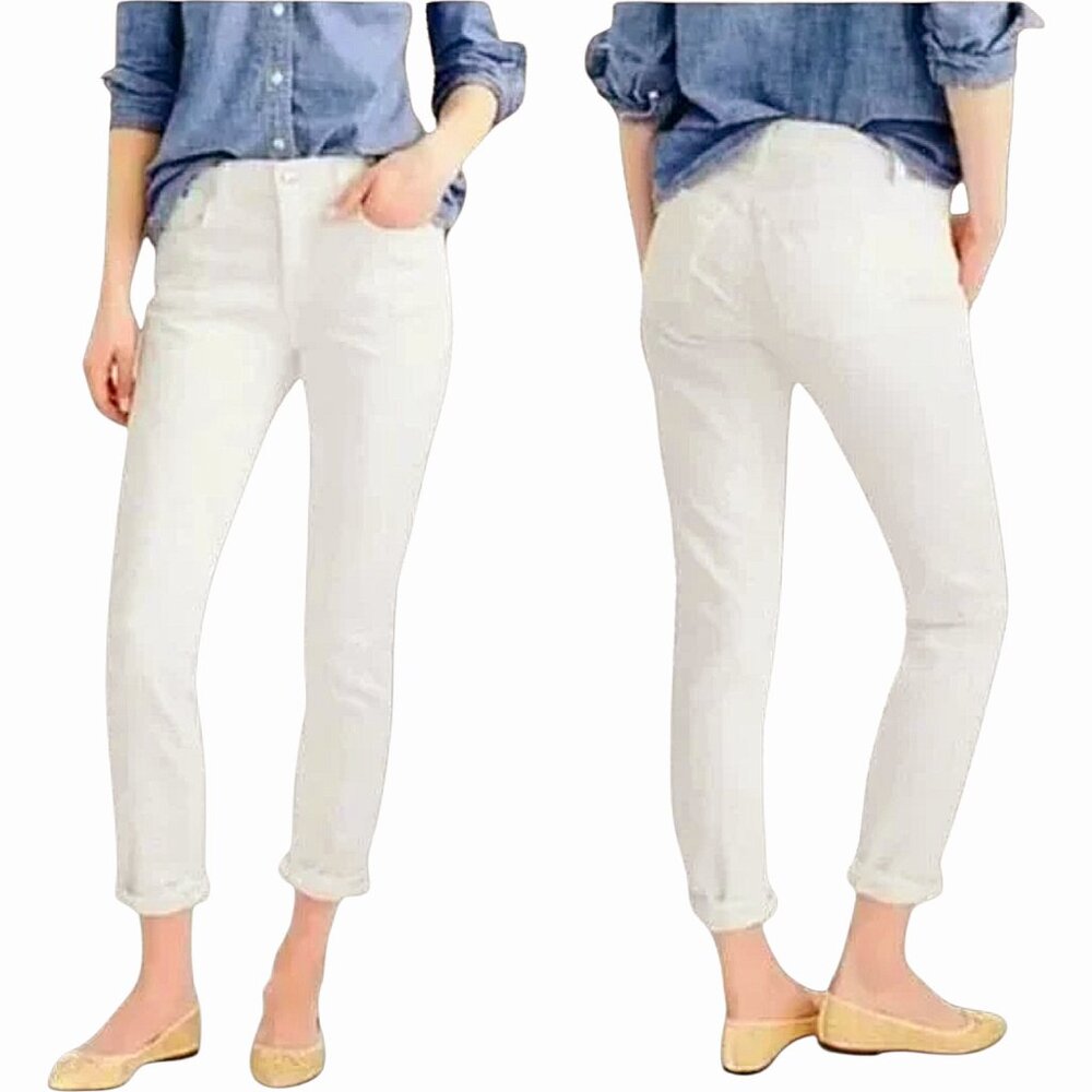 J. Crew NWT High-Rise Slim Cropped Boyfriend Jean in White Minimalist/Neutral 33